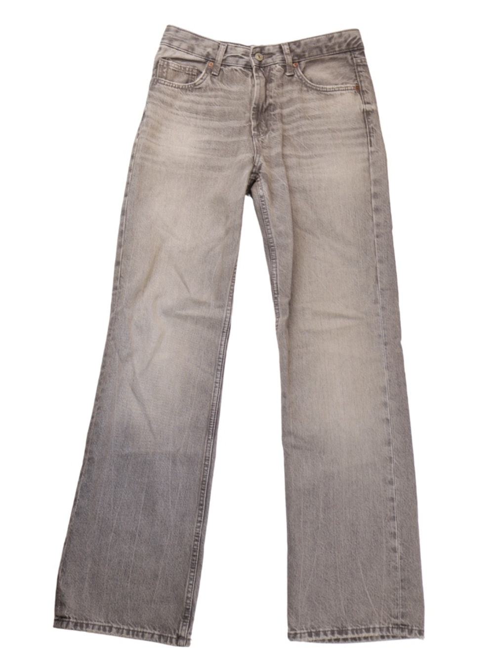 Zara Gray Wash Wide Leg Jeans High Rise Full Length Denim Size 38